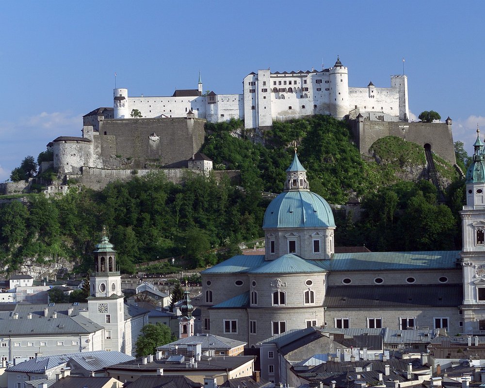 Hohensalzburg Fortress towers above Salzburg