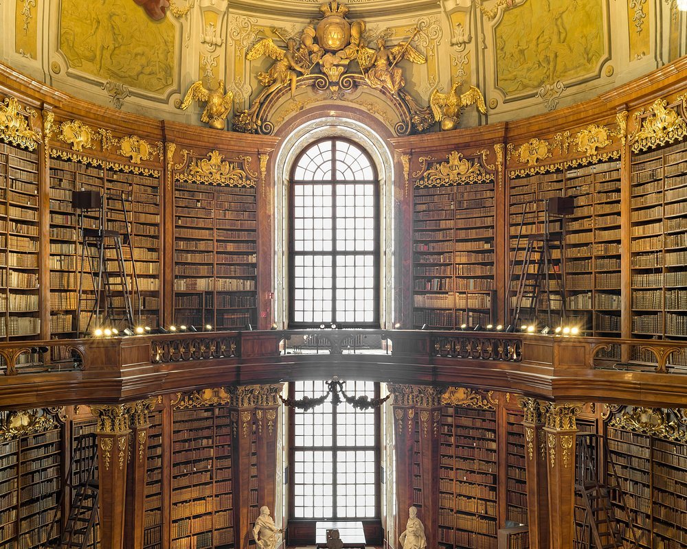 Historic bookshelves in Prunksaal